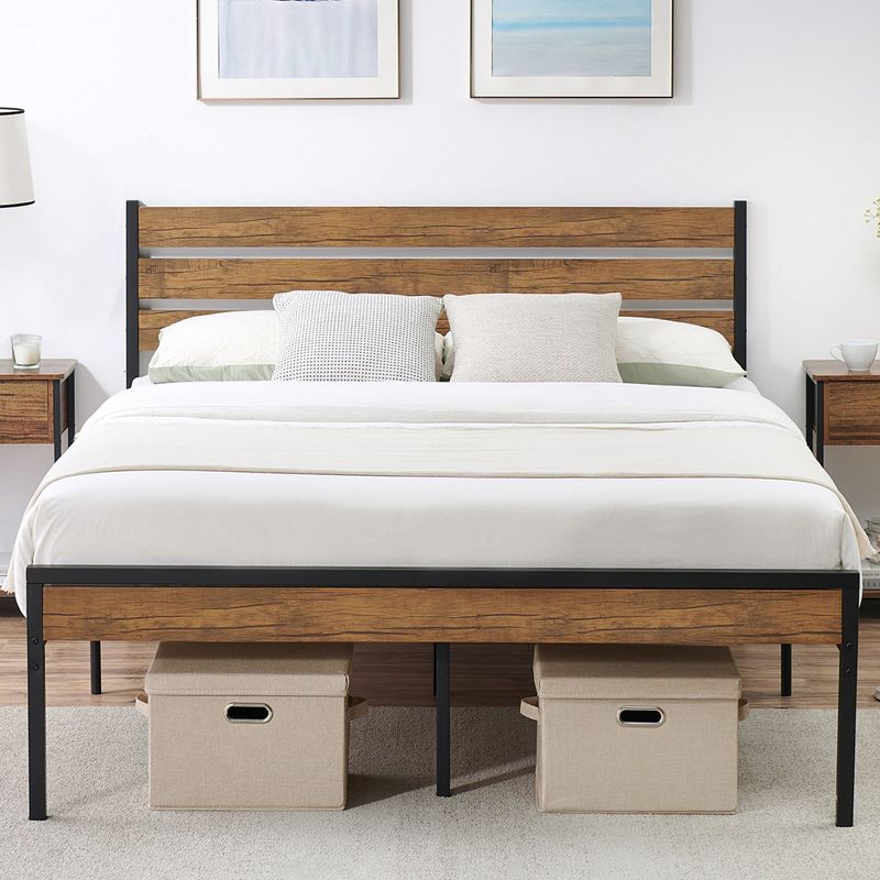 Whizmax Bed Frame with Wood Headboard and Metal Slats Support, No Box Spring Needed, 2 of 8