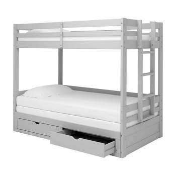 Twin to King Augusta Extending Day Bed with Kids' Bunk Bed and Storage Drawers Dove Gray - Alaterre Furniture