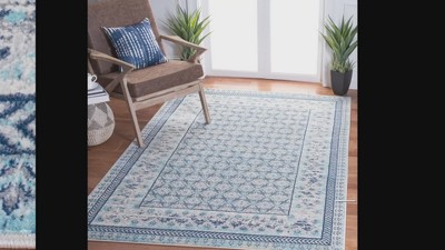 Ivory and Aqua Hand-knotted Synthetic 8' x 10' Area Rug