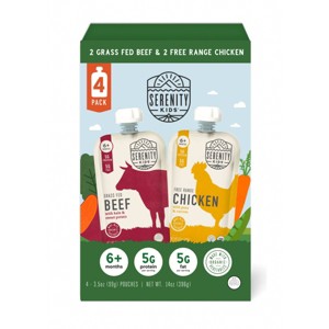 Serenity Kids Free Range Chicken & Grass Fed Beef with Organic Vegetables Baby Food Pouches Variety Pack - 4pk/3.5oz - 1 of 4