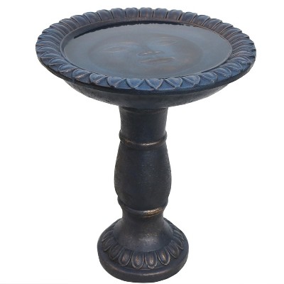 Gray Glass Fiber Reinforced Concrete Sun Design Bird Bath - 26"