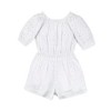 Hope & Henry Girls'  Cotton Puff Sleeve Eyelet Romper, Kids - 3 of 4