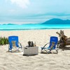 Outsunny Set of 2 Folding Beach Chair, Beach Chairs with Mesh Back, Carry Bag and Cup Holder for Outdoor Camping Lawn Sports Picnic, Dark Blue - 2 of 4