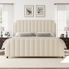 Velvet Upholstered Platform Bed Frame with 50.2" Headboard, Vertical Channel Tufted Design, Nailhead Trim and Footboard, No Box Spring Required. - 4 of 4