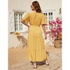 BLUEMING Plus Size Womens Dresses Floral Surplice A-Line Maxi Dress Waist Belted Floral Maxi Dress Wasit Tie Bell Sleeve Dress - 2 of 4