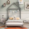 ALEXOUN Twin Size Floor Bed with House-Shaped Headboard for Kids, Wooden Twin Floor Platform Bed Frame with Slat Support,No Box Spring Needed - 2 of 4