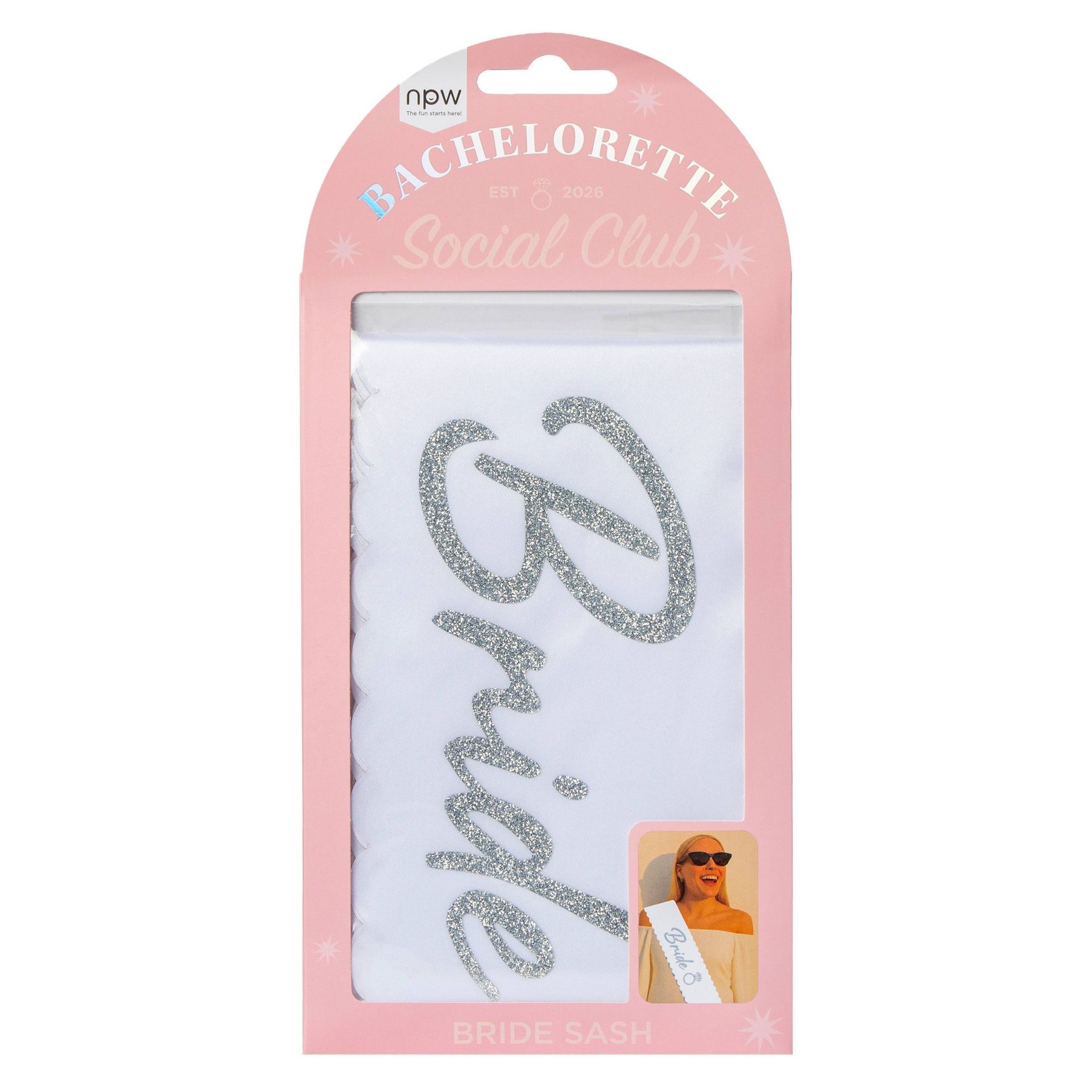 NPW Bachelorette Bride Sash White