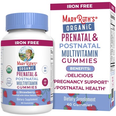 MaryRuth's Prenatal Postnatal Multivitamin Gummies, Strawberry, Org, 60 ct