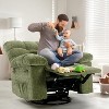 Recliner Chair, 360° Swivel Rocker Chair for Small Spaces,Upholstered Fabric Glider Nursery Chair with Side Pockets for Living Room - 2 of 4