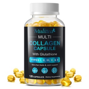 Mulittea Collagen Capsules with Vitamin C–Antioxidant Support for Healthy Skin, Hair & Nails–Non-GMO,Gluten-Free,120Ct - 1 of 4