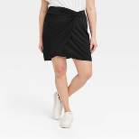 Women's Ruched Ponte Mini Skirt - A New Day™ Black 4X