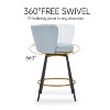 20'' Blue Counter Height Bar Stools Set of 2, 360° Swivel Upholstered Barstools - 4 of 4