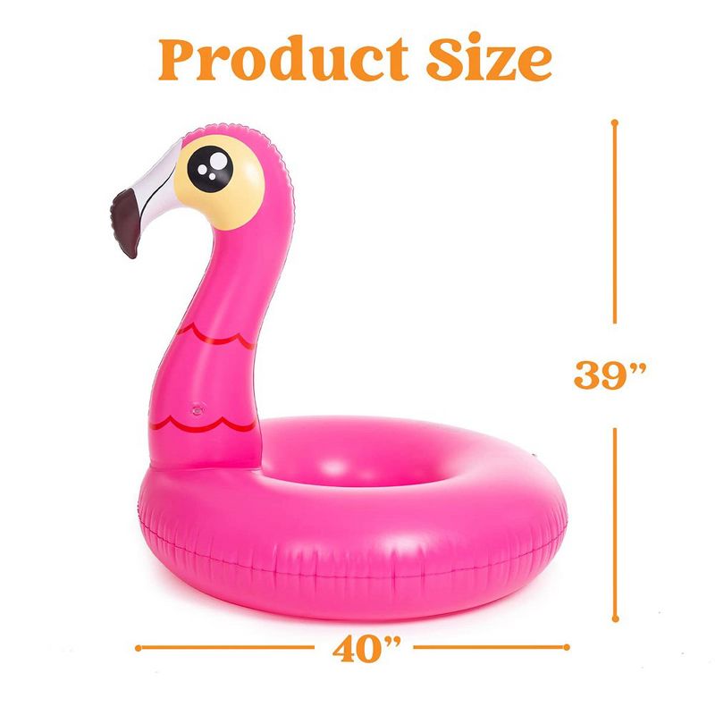 Syncfun 2pcs 39"  Inflatable Pool Float Flamingo and Unicorn Lake Beach Floaty Swim Rings Summer Pool Raft Lounger for Adults & Kids, 5 of 9