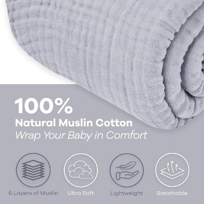 Twin Slate Grey Muslin Cotton Blanket for Adults