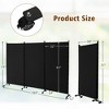 Costway 3-Panel Folding Room Divider 6Ft Rolling Privacy Screen withLockable Wheels Black/Brown/Grey/White - image 3 of 4