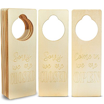 12-Pack Open & Closed Wooden Door Knob Hanger for Small Business, Coworking Space, DIY Painting, 9.5 inches