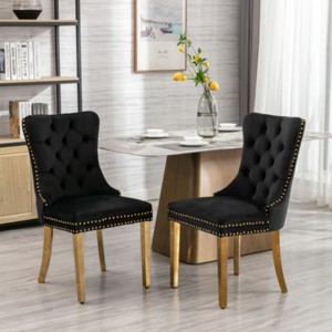 Modern Upholstered Dining Chairs Set of 2, Dining Chairs with High Back,Velvet Cushion Dining Chairs for Kitchen or Dining Room-Maison Boucle - 1 of 4