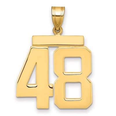 Black Bow Jewelry 14k Yellow Gold, Athletic Collection, Large Polished Number 48 Pendant