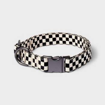 Checkerboard Dog Fashion Adjustable Collar - L - Black/White - Boots & Barkley™