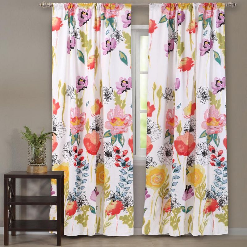 Watercolor Dream Multi Window Panel Pair (2) 42in x 63in by Greenland Home Fashions, 1 of 4