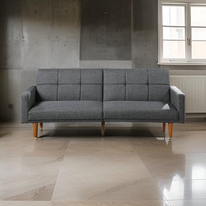 Royal Hampton Fabric Adjustable Sofa with Square Tufted Back, Light Gray - 1 of 4