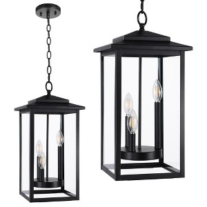 LamQee Large Outdoor Pendant Lights Fixture 3-Lights Modern Outdoor Ceiling Hanging Lights Chandeliers with Glass Shade - 1 of 4