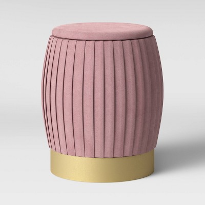 Sachsia Pleated Velvet Ottoman with Brass Base Blush Pink - Opalhouse™