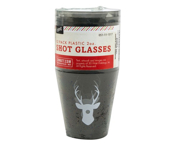 30 Watt 12ct Disposable Reindeer Shot Glasses