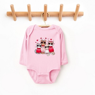 The Juniper Shop Valentine Kittens Baby Long Sleeve Bodysuit