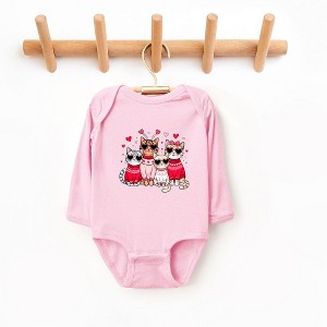 The Juniper Shop Valentine Kittens Baby Long Sleeve Bodysuit - 1 of 3