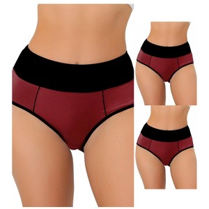 Allegra K Women's High Waist Tummy Control Color-Block Available in Plus Size Briefs 3 Packs - 1 of 4