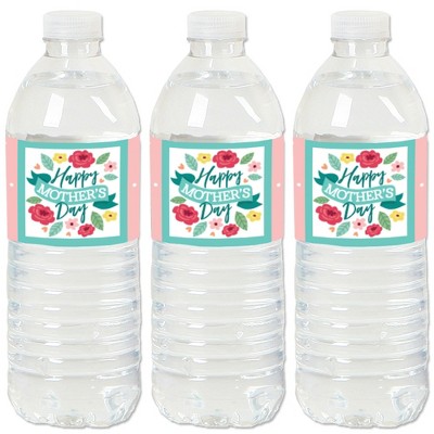 Big Dot of Happiness Colorful Floral Happy Mother's Day - We Love Mom Party Water Bottle Sticker Labels - Set of 20