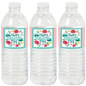 Big Dot of Happiness Colorful Floral Happy Mother's Day - We Love Mom Party Water Bottle Sticker Labels - Set of 20 - 1 of 4