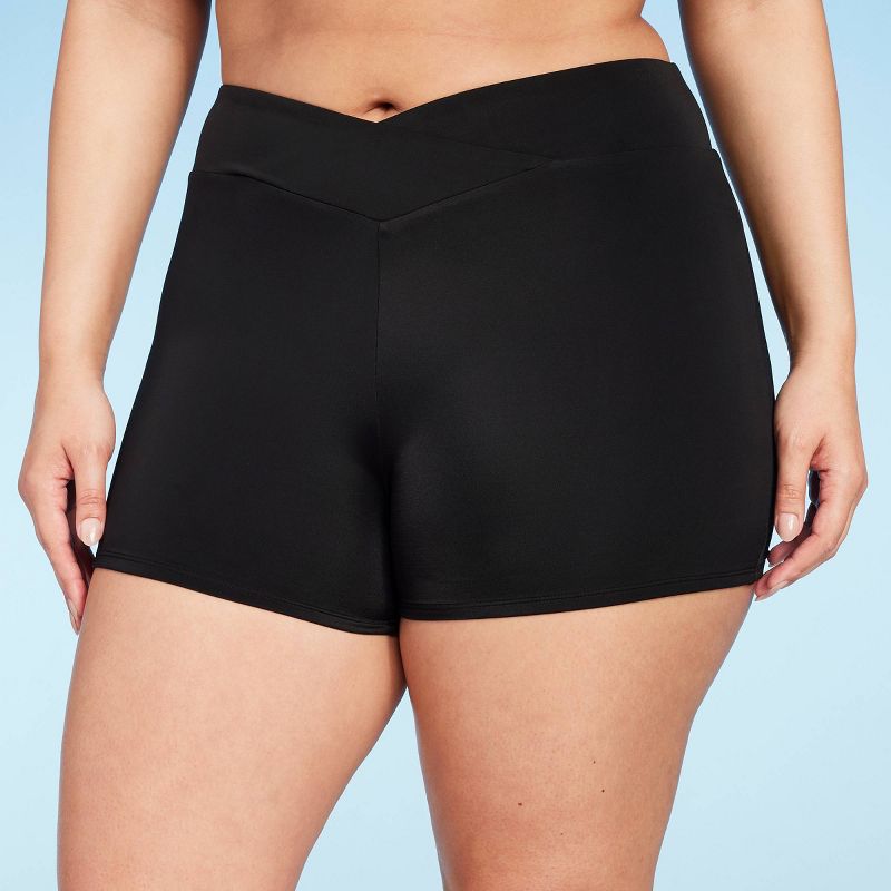 Women's High Waist V-Front 3" Shortie Bikini Bottom - Shade & Shore™ Black, 5 of 7