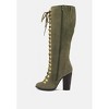 STREET-SLAY Antique Eyelets lace up Knee Boots In Olive - 4 of 4