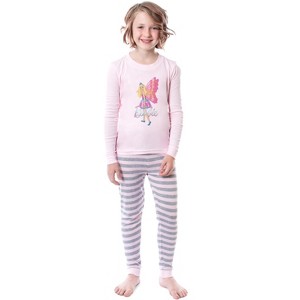 Barbie Girls' Child Fairy Princess Magical Tight Fit Sleep Pajama Set Pink - 1 of 4