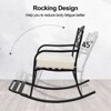 Karl Home | Black Iron Rocking Chair with Floral Backrest and Off-White Cushion - 3 of 4