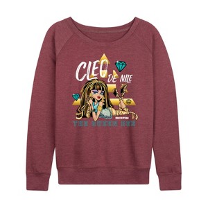 Women's - Monster High - Cleo De Nile Lightweight French Terry Wide Neck Long Sleeve Shirt - 1 of 4