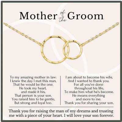 HOPE LOVE SHINE Mother of the Groom Gifts from Bride Wedding Necklace 14k Gold Plated Sterling Silver 2 Rings 18"