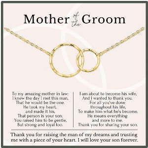 HOPE LOVE SHINE Mother of the Groom Gifts from Bride Wedding Necklace 14k Gold Plated Sterling Silver 2 Rings 18" - 1 of 1