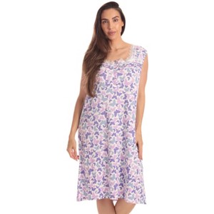 Dreamcrest Womens Sleeveless Nightgown with Lace Trim – Comfortable Sleepwear Pajamas – Solids & Prints - 1 of 3