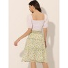Allegra K Women's Floral Print Smocked Elastic Waist Midi Flowy Tiered Ruffle Skirt - 4 of 4