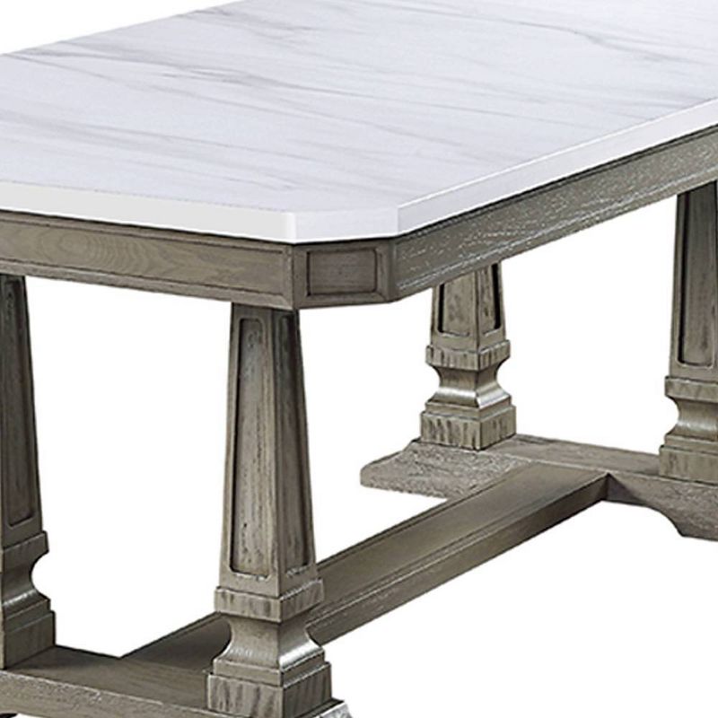 71&#34; Zumala Dining Table Marble/Weathered Oak Finish - Acme Furniture, 5 of 7