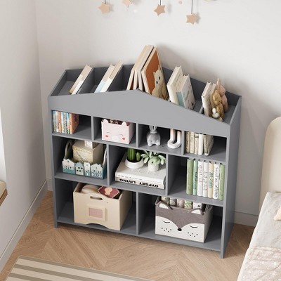 Toy Storage Organizer White Kids Bookshelf