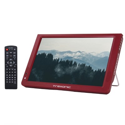 Trexonic Ultra Lightweight Rechargeable Widescreen 12inch LED Portable TV in Red