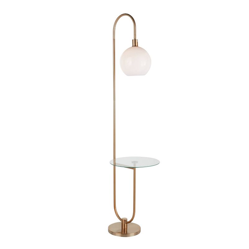 Trombone Contemporary/Glam Floor Lamp with Metal and Glass Shelf Gold (Includes LED Light Bulb) - LumiSource, 3 of 15