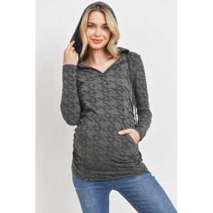 Hello MIZ Womens Basic Maternity V-Neck Hoodie - 1 of 1