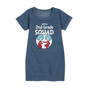 - Dr. Seuss - 2nd Grade Squad Thing 1 and Thing 2 Graphic Short Sleeve Fleece Dress - 1 of 4