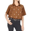 LA LEELA Women's Casual Solid Blouse Shirt TShirts Short Sleeve Button Down Dress Tops Tee Shirts Hawaiian Blouses for Women - 4 of 4