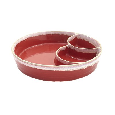 Lakeside Multipurpose Stoneware Chip and Dip Bowl with 3 Compartments -